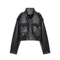 Cropped Faux Leather Bomber Jacket - Leah Partow