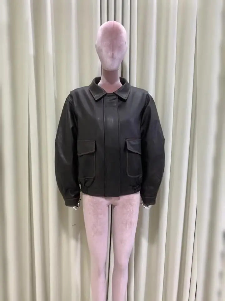 Distressed Faux Leather Utility Jacket - Leah Partow