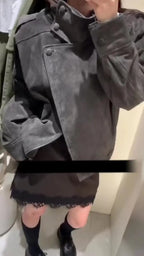 Leather-Look Snap-Front Moto Jacket - Leah Partow