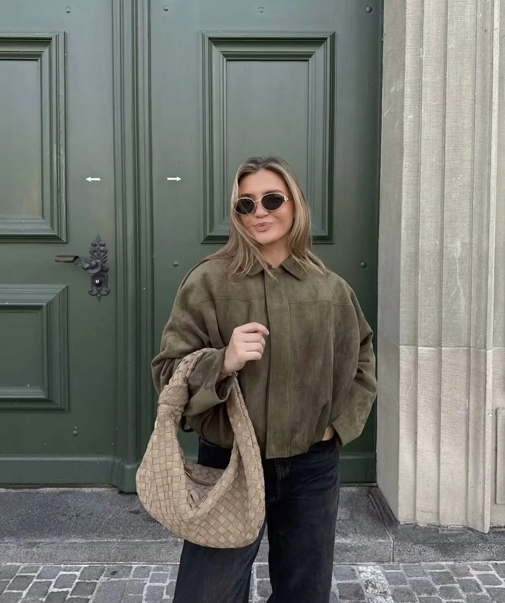 Oversized Suede-Like Zip Jacket - Leah Partow
