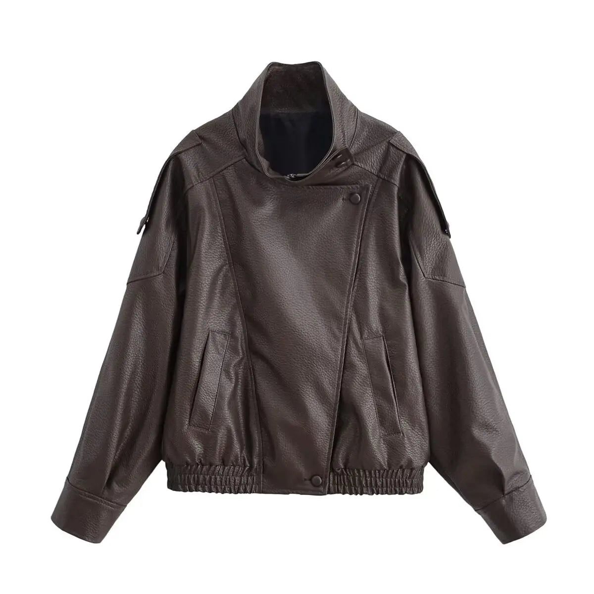 Faux PU Leather Cropped Bomber Jacket - Leah Partow