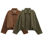 Cropped Suede-Like Bomber Jacket - Leah Partow