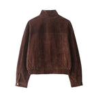 Brown Suede-Look Utility Jacket - Leah Partow