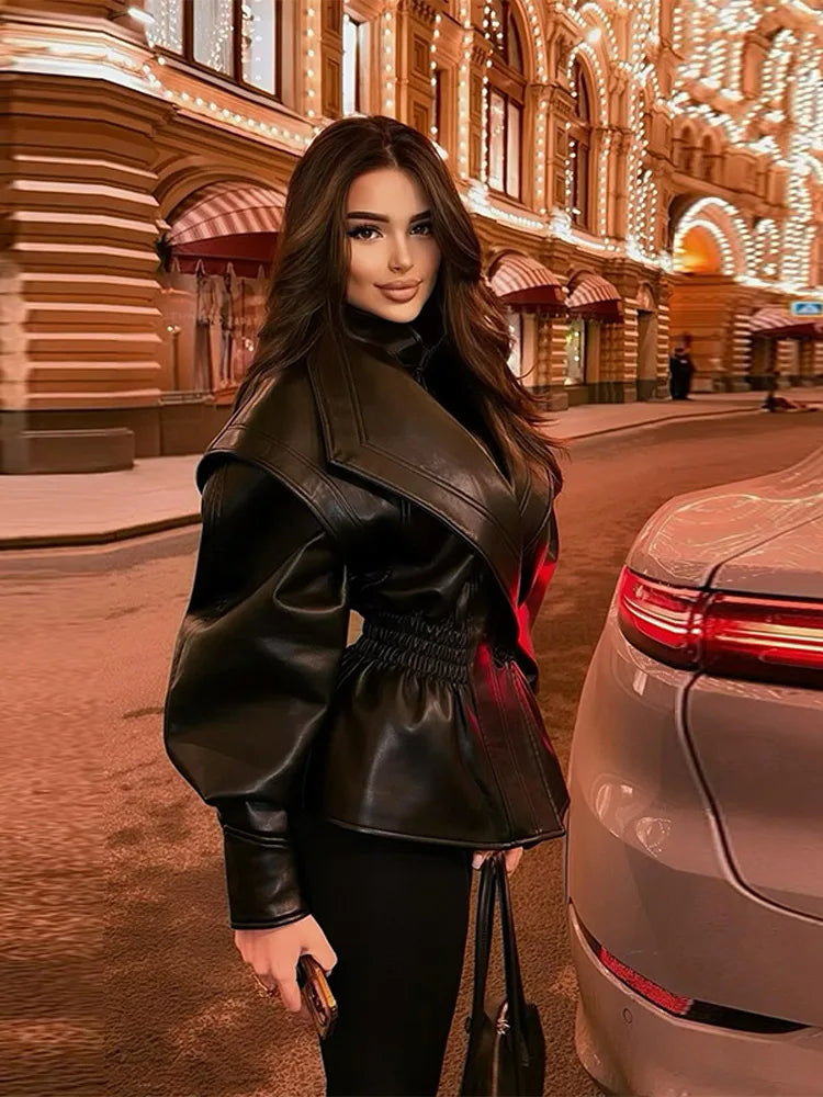Faux Leather Peplum Jacket - Leah Partow