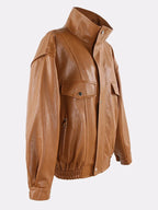Oversized Faux Leather Utility Jacket - Leah Partow