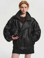 Oversized Faux Leather Moto Jacket - Leah Partow