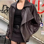 Oversized Faux Leather Biker Jacket - Leah Partow