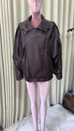 Oversized Faux Leather Moto Jacket - Leah Partow
