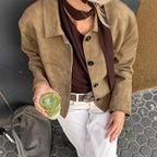 Faux Suede Cropped Utility Jacket - Leah Partow