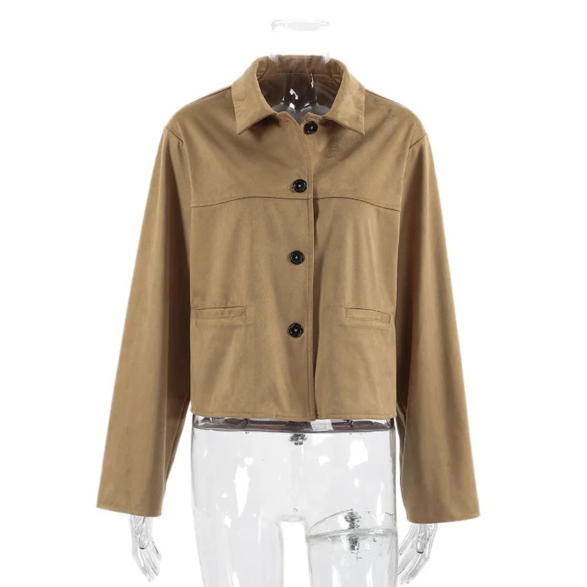 Faux Suede Cropped Utility Jacket - Leah Partow