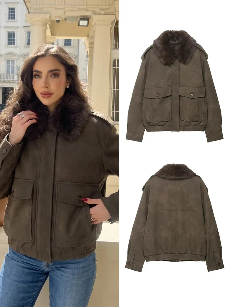 Suede-Like Utility Jacket - Leah Partow