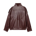 Oversized Faux Leather Bomber Jacket - Leah Partow