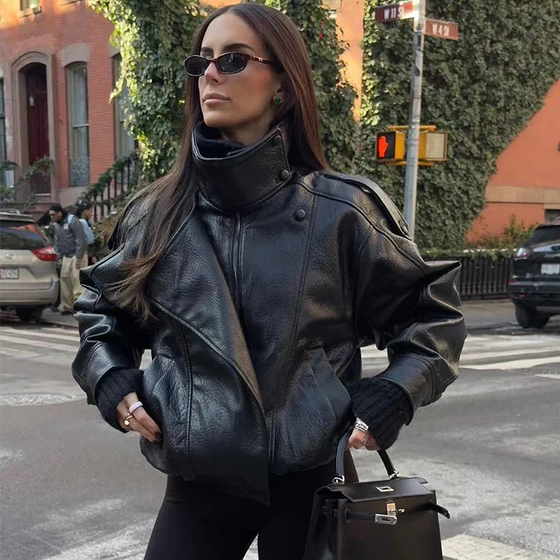 Faux Leather Moto Jacket - Leah Partow