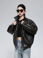 Distressed Faux Leather Utility Jacket - Leah Partow