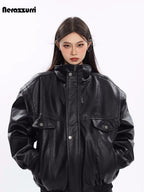 Oversized Faux Leather Utility Jacket - Leah Partow