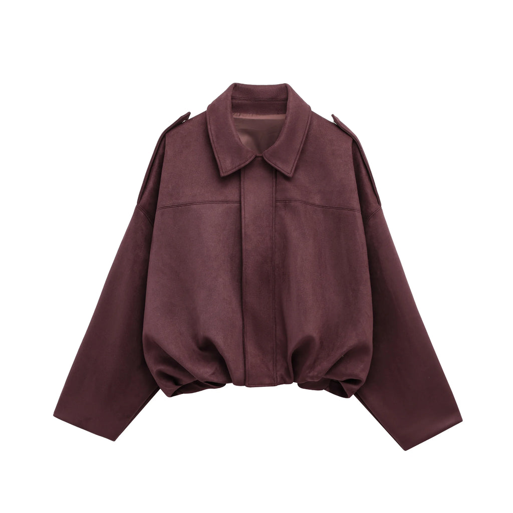 Cropped Suede-Like Bomber Jacket - Leah Partow