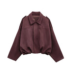 Cropped Suede-Like Bomber Jacket - Leah Partow