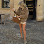 Textured Utility Bomber Jacket - Leah Partow