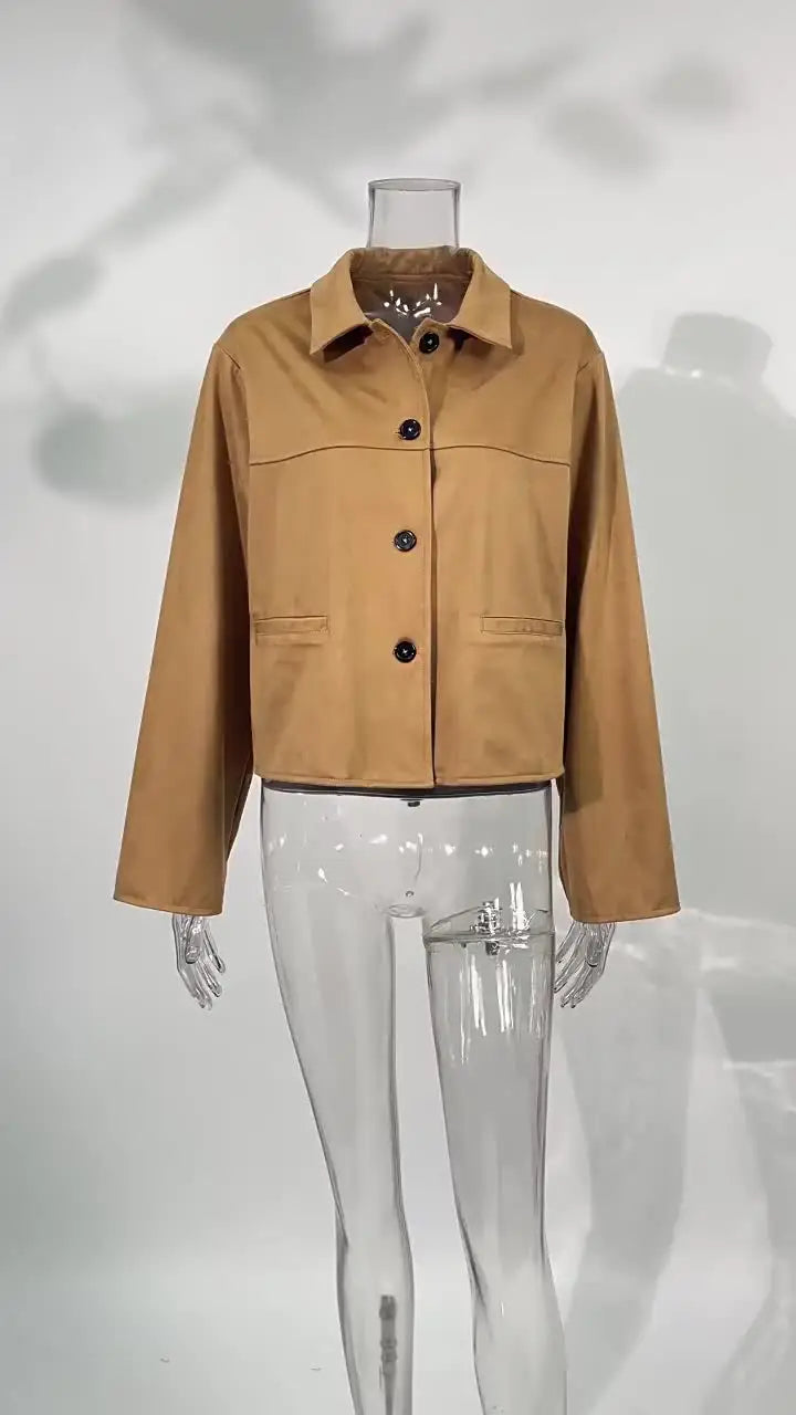 Faux Suede Cropped Utility Jacket - Leah Partow