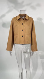 Faux Suede Cropped Utility Jacket - Leah Partow