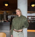 Retro Suede-Like Cropped Zip Jacket - Leah Partow