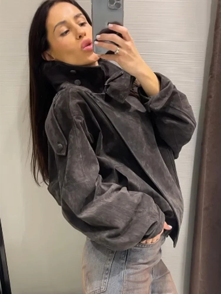 Suede-Like Utility Jacket - Leah Partow