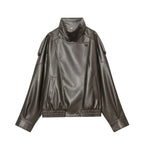 Leather-Look Snap-Front Moto Jacket - Leah Partow