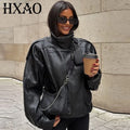 Black Faux Leather Biker Jacket - Leah Partow