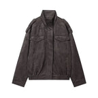 Suede-Like Utility Bomber Jacket - Leah Partow