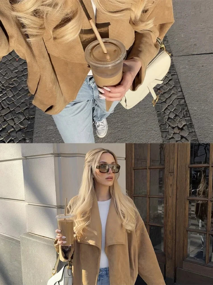 Suede-Textured Open Front Jacket - Leah Partow