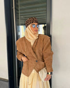 Suede-Look Tailored Blazer Jacket - Leah Partow