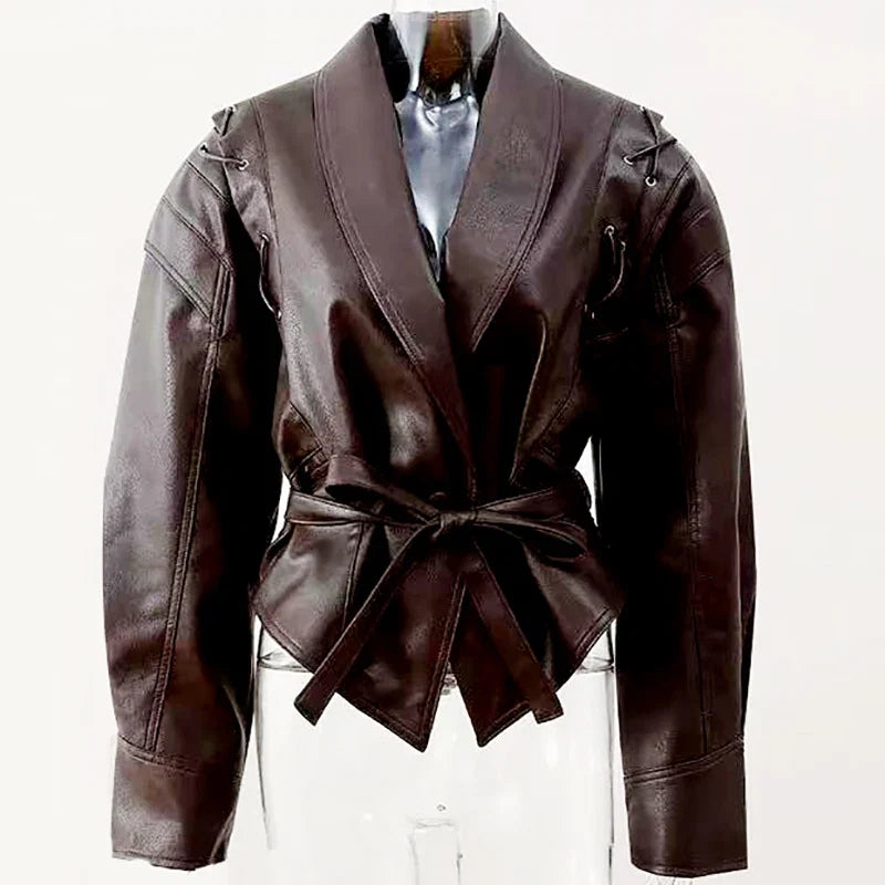 Cropped Faux Leather Batwing Jacket - Leah Partow