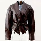 Cropped Faux Leather Batwing Jacket - Leah Partow