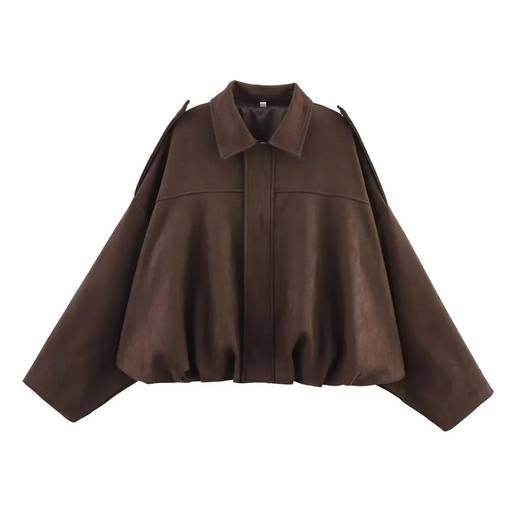 Oversized Suede-Like Zip Jacket - Leah Partow