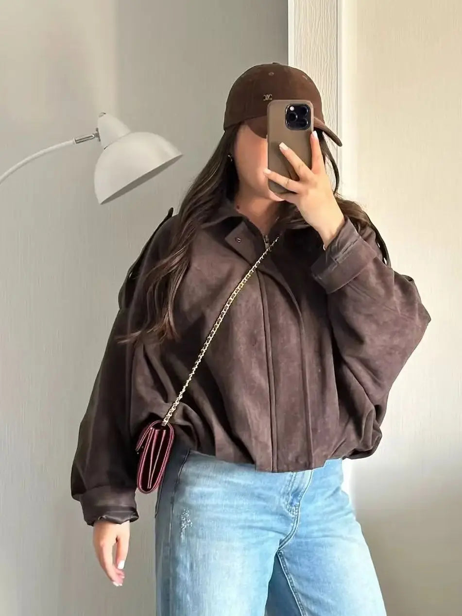 Faux Suede Cropped Jacket - Leah Partow