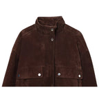 Brown Suede-Look Utility Jacket - Leah Partow