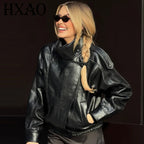 Cropped Leather-Look Bomber Jacket - Leah Partow