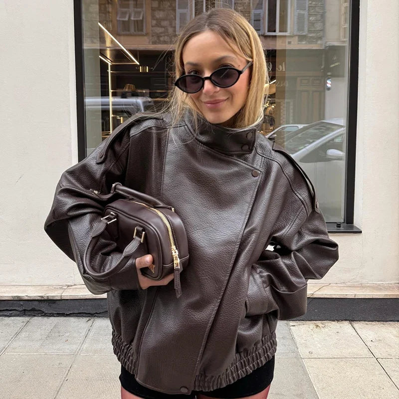 Faux Leather Moto Jacket - Leah Partow