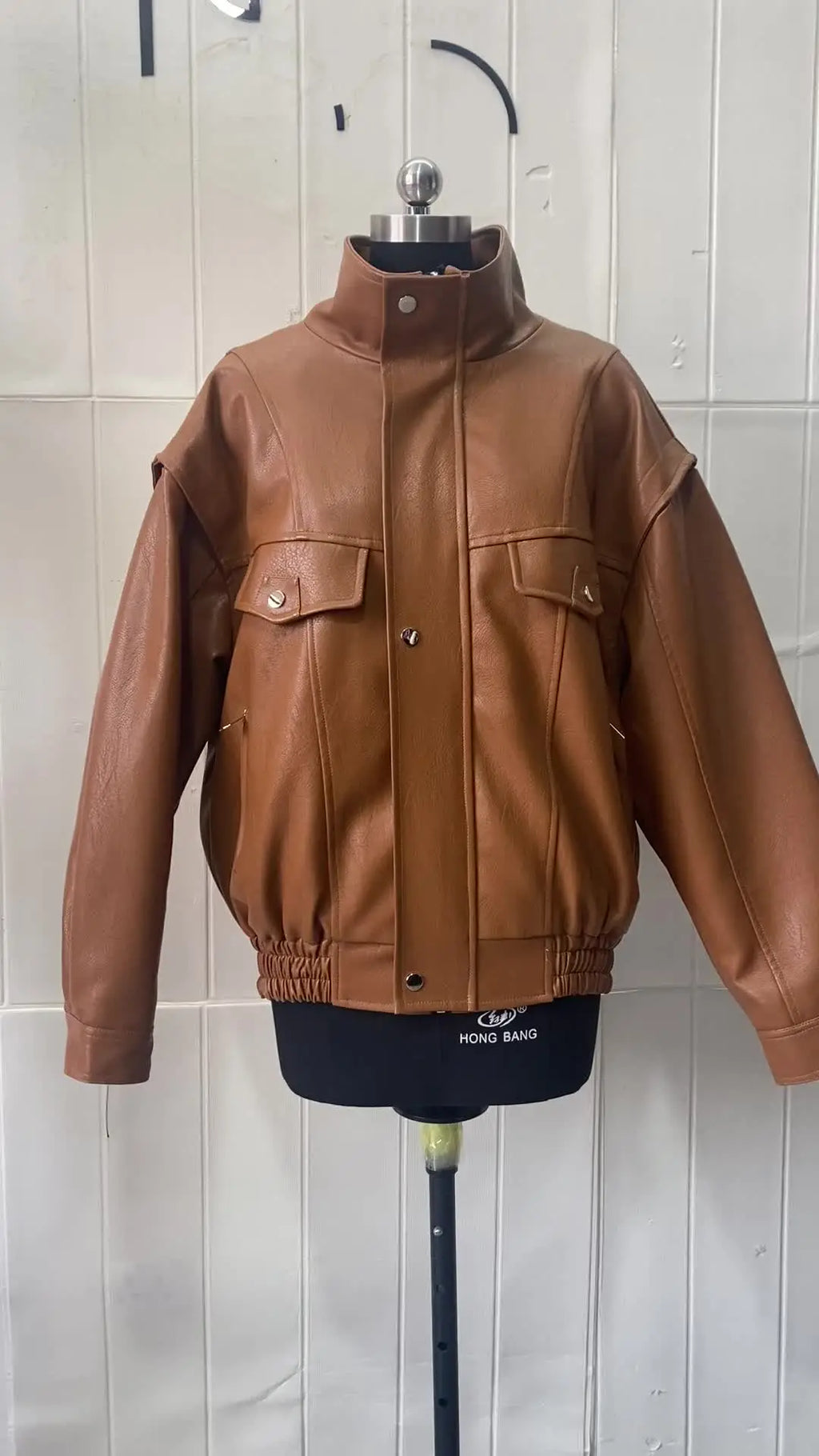 Oversized Faux Leather Utility Jacket - Leah Partow