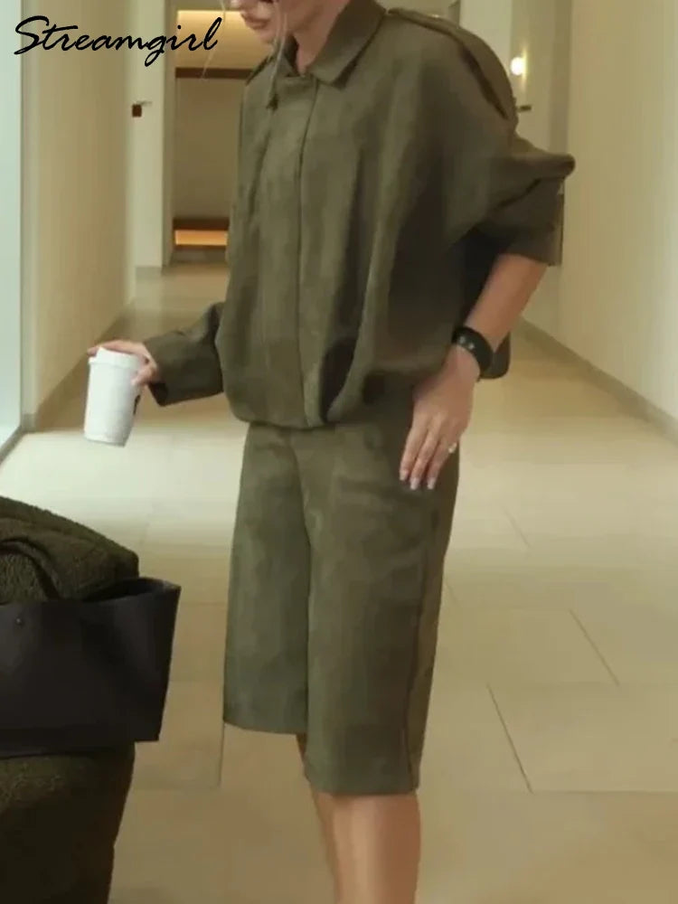 Oversized Suede-Look Bomber Jacket - Leah Partow