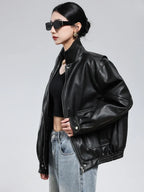 Distressed Faux Leather Utility Jacket - Leah Partow