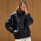 Cropped Faux Leather Moto Jacket - Leah Partow
