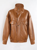 Oversized Faux Leather Utility Jacket - Leah Partow
