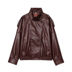 Oversized Faux Leather Bomber Jacket - Leah Partow