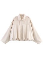 Oversized Suede-Look Bomber Jacket - Leah Partow