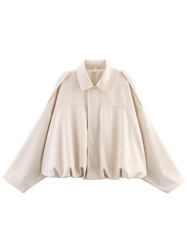 Oversized Suede-Look Bomber Jacket - Leah Partow