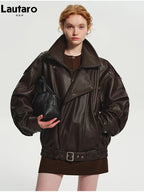 Oversized Faux Leather Moto Jacket - Leah Partow