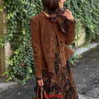 Cropped Suede-Look Button Jacket - Leah Partow