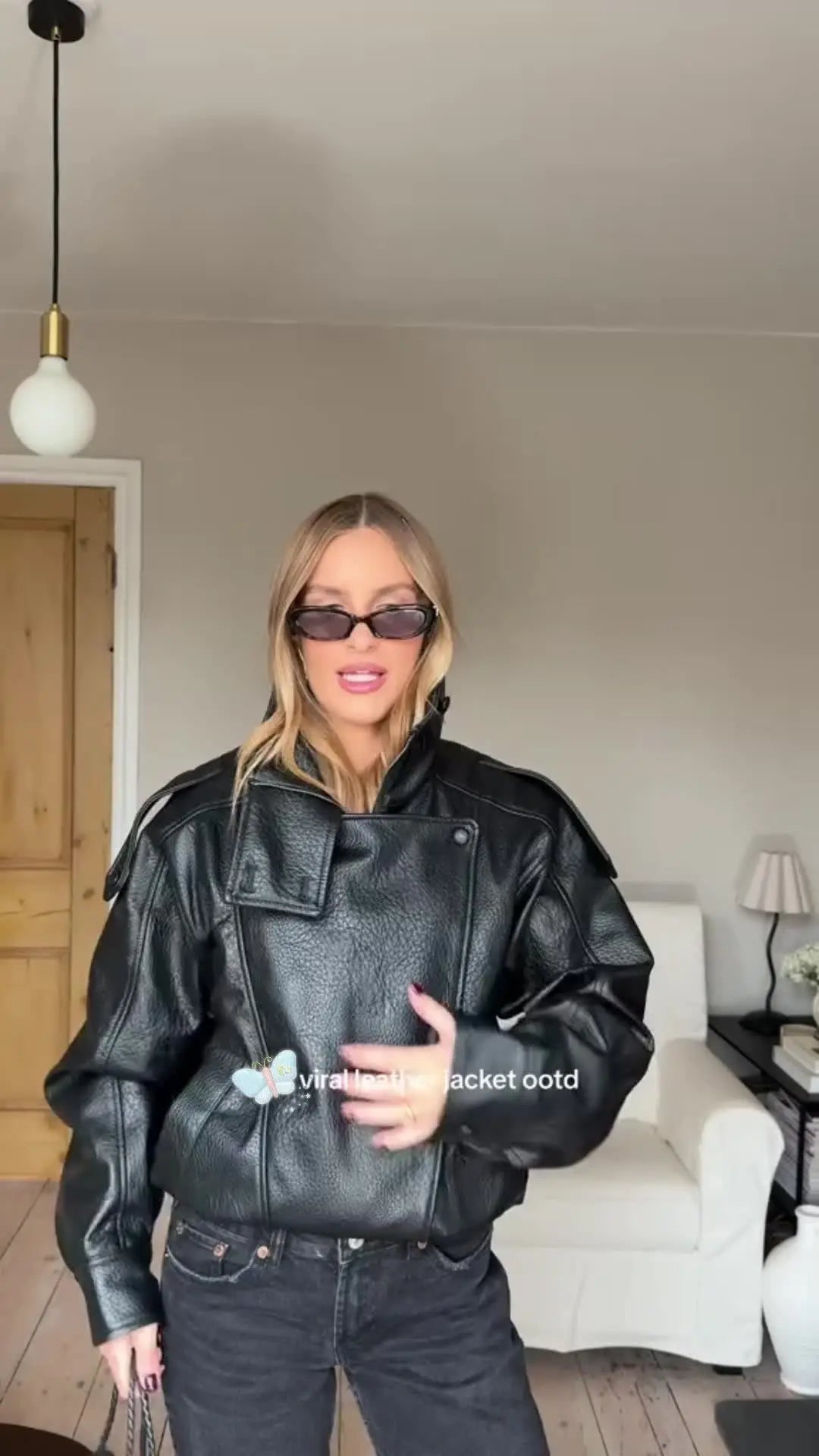 Cropped Faux Leather Bomber Jacket - Leah Partow