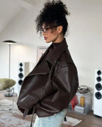 Belted Faux Leather Moto Jacket - Leah Partow